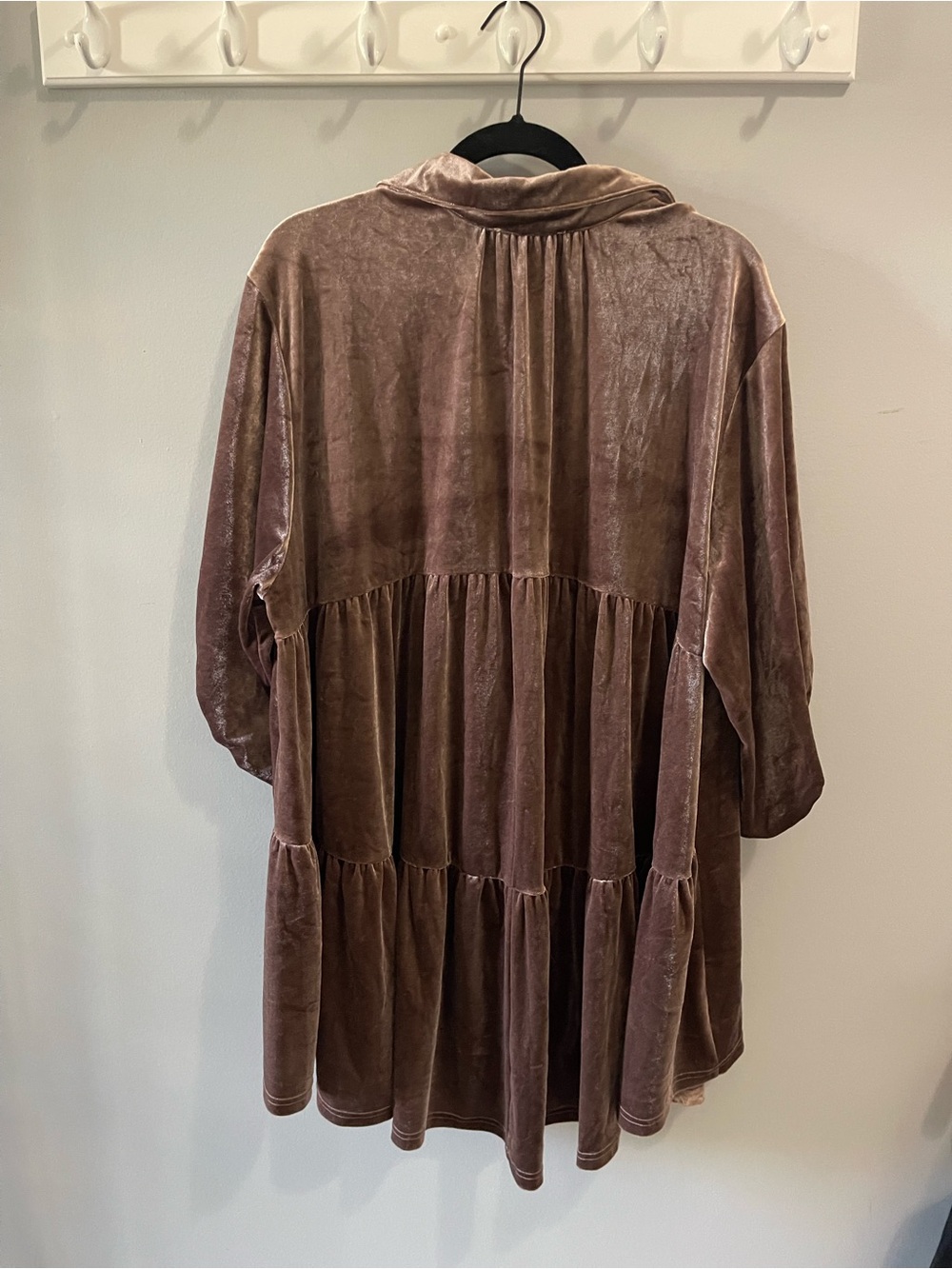 Umgee Dusty Mauve Velvet Button-Front Mini Dress XL - Picture 7 of 7